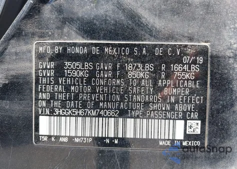 2019 Honda Fit Sport from USA, damaged, VIN 3HGGK5H67KM740662